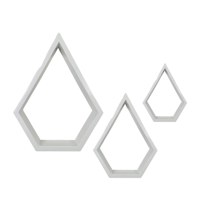 Série de 3 Etagère Losange - Blanc - Bois