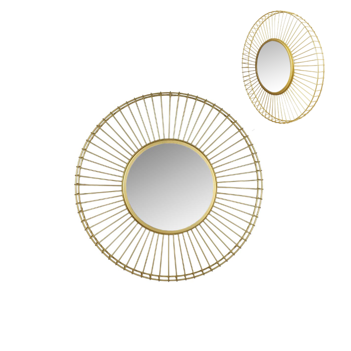 Miroir Mural Rond - Doré - Diamètre 40 Cm